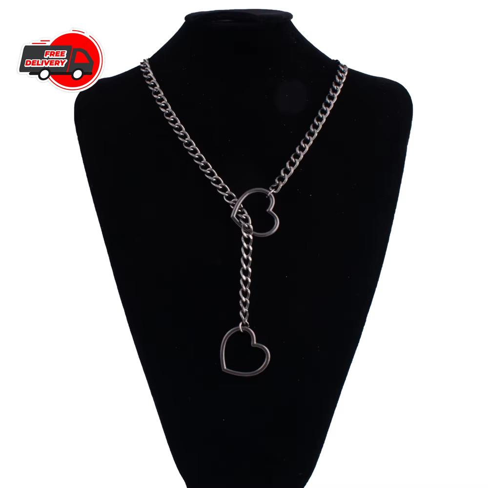 Heart Slip Chain Necklace For Women Punk Rock Long Chain Choker Goth Jewelry