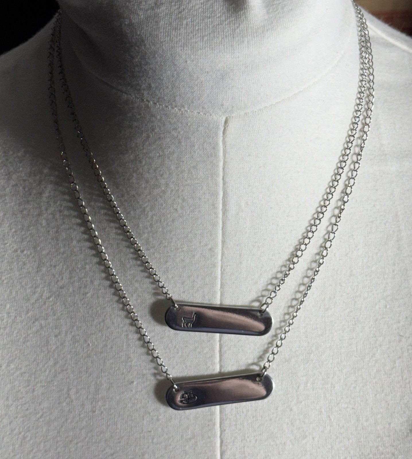 Necklaces Stamped Stainless Steel Llama And Fox Designs
