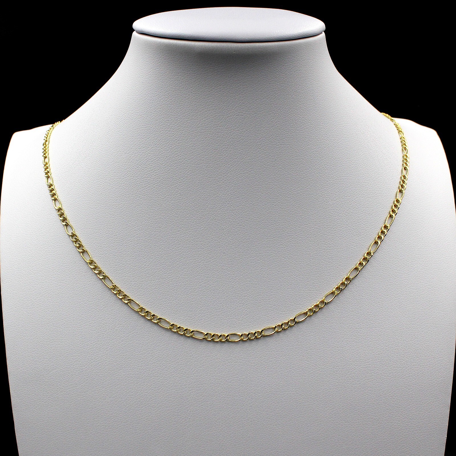 10K Yellow Gold 2mm 18″ Figaro Chain Italian Link Pendant Necklace Mens Womens
