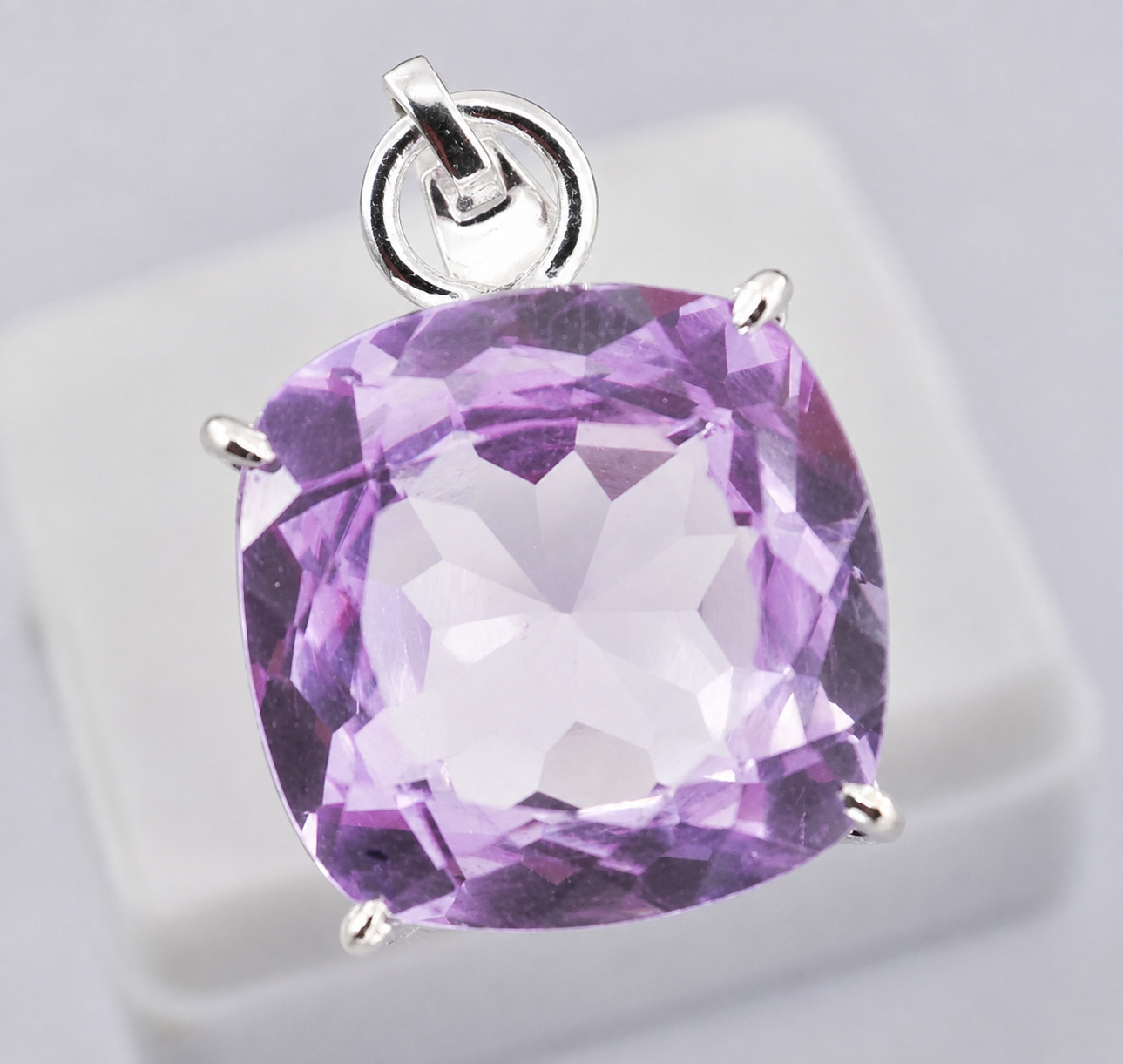 Natural 27.70 Ct Smoky Soft Pink Sapphire 925 Solid Silver Cushion Pendant Gem