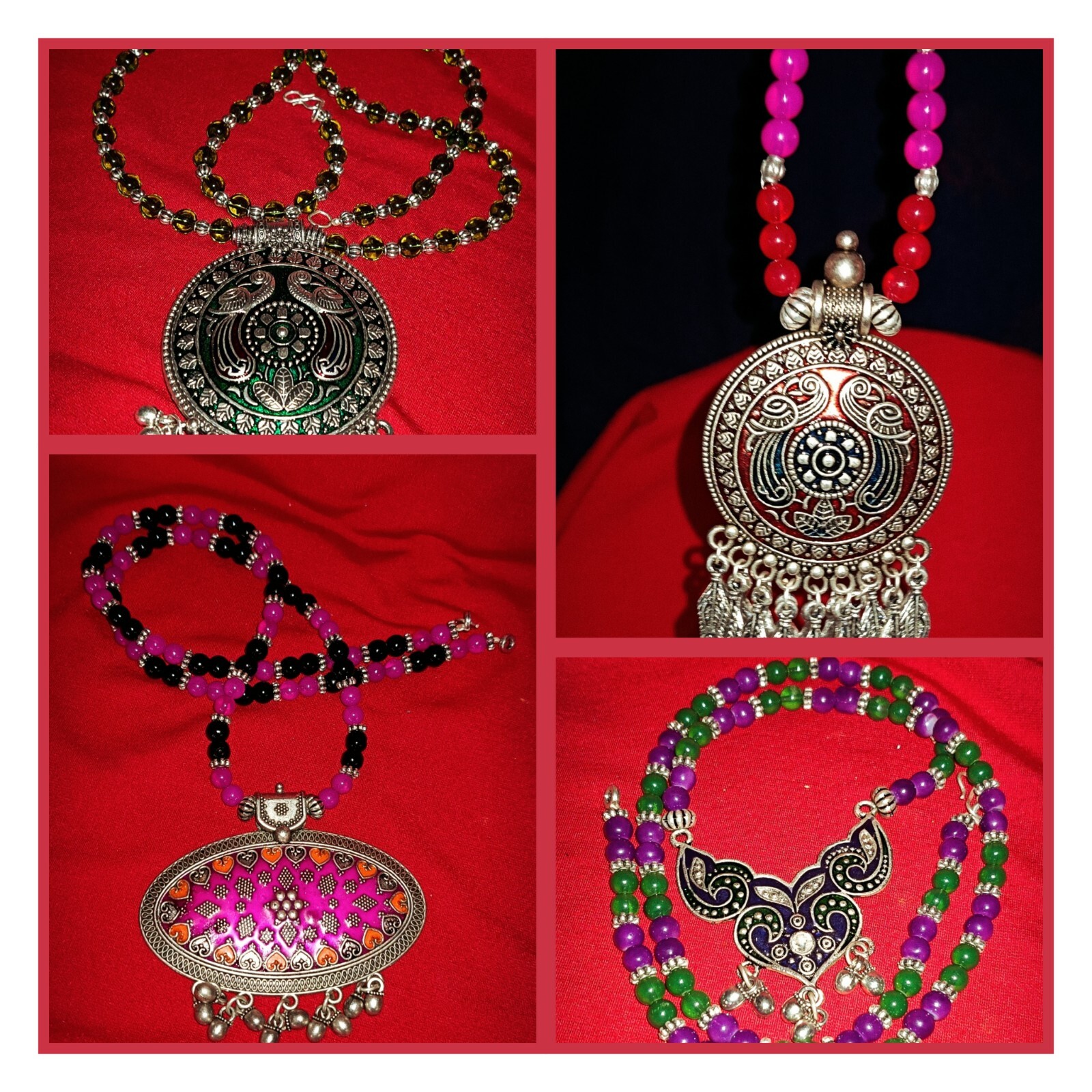 Women’s Traditional Wedding Jewelry Necklace/pendant Multi Beads Pack of 4