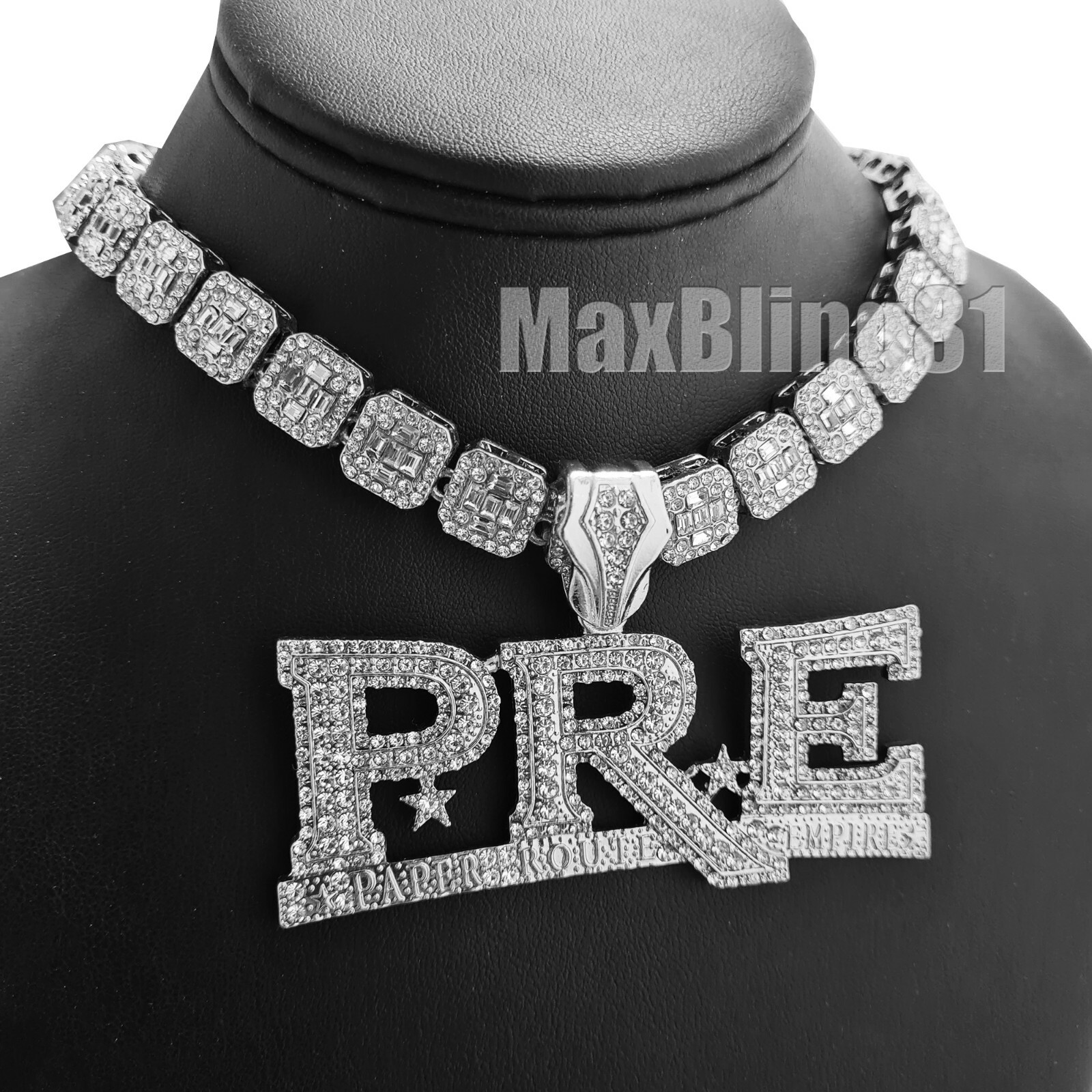 Young Dolph PRE Pendant 16″ 18″ 20″ Iced Baguette Choker Chain Hip Hop Necklace