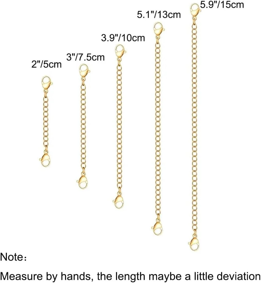 5Pcs Gold Stainless Steel Necklace Extender Chain Links for Ankle Bracelets | 18