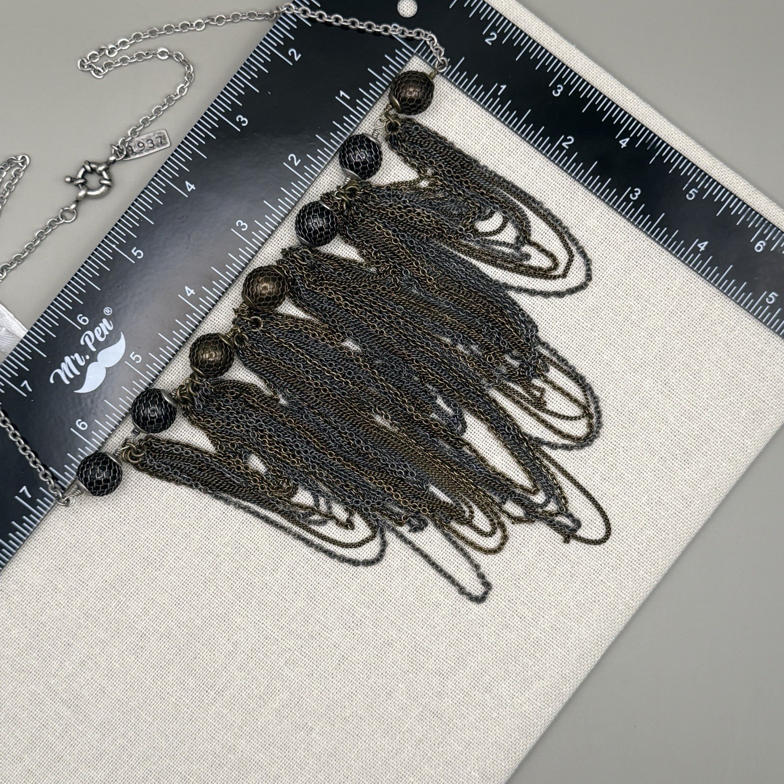 Madewell 1937 Bib Necklace Multi Chain Mixed Metal Mesh 24″ Industrial Boho Punk