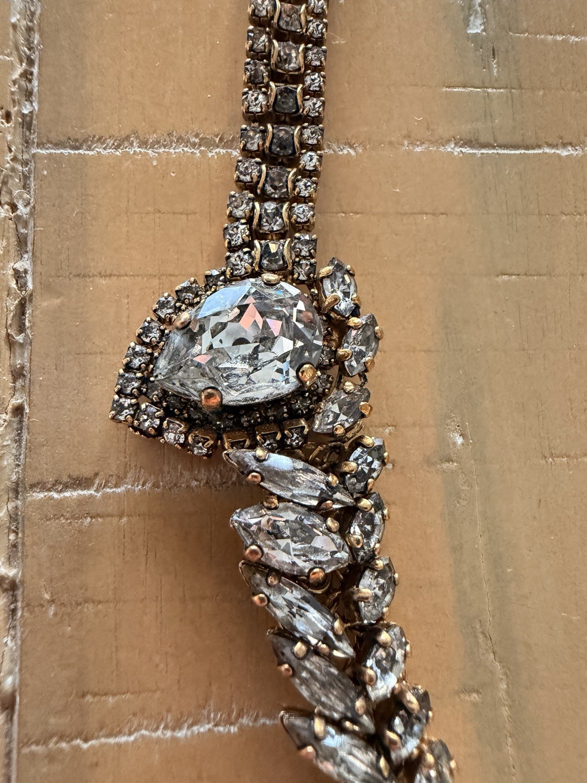 Erickson Beamon Crystal Teardrop Statement Bib Necklace Gold Tone Signed