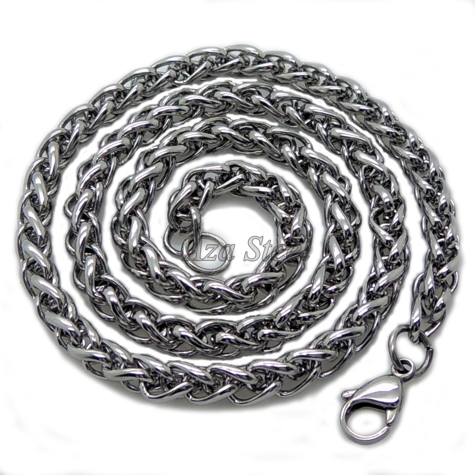 MENS 6MM Gold/Black/Silver 16″~36″ Stainless Steel Wheat Braided Chain Necklace