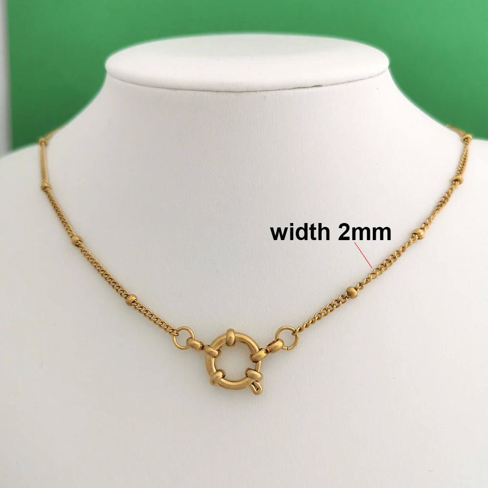 Sailor Clasp Necklace Paperclip Chain Stainless Steel Gold Color Women Jewelry