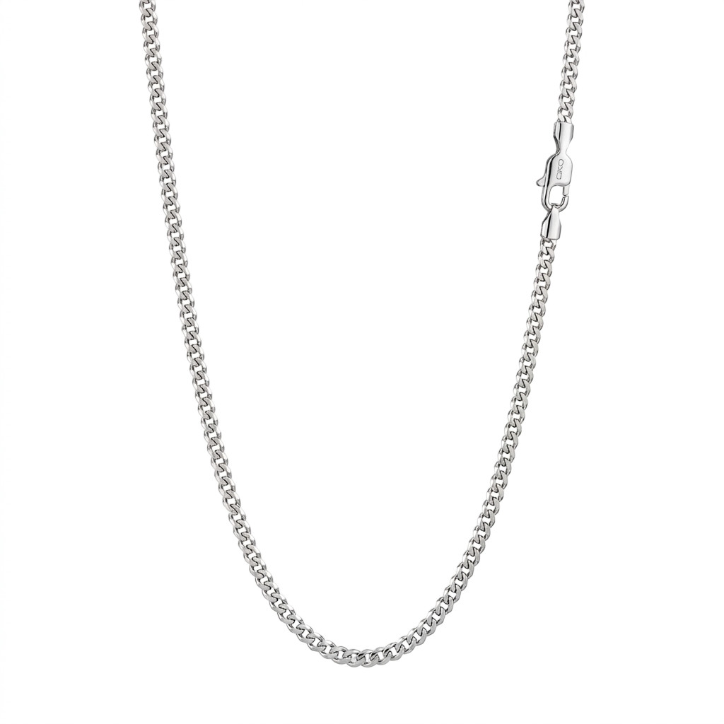 3mm Stainless Steel Silver Curb Miami Cuban Chain Necklace Men Women 18″-28″