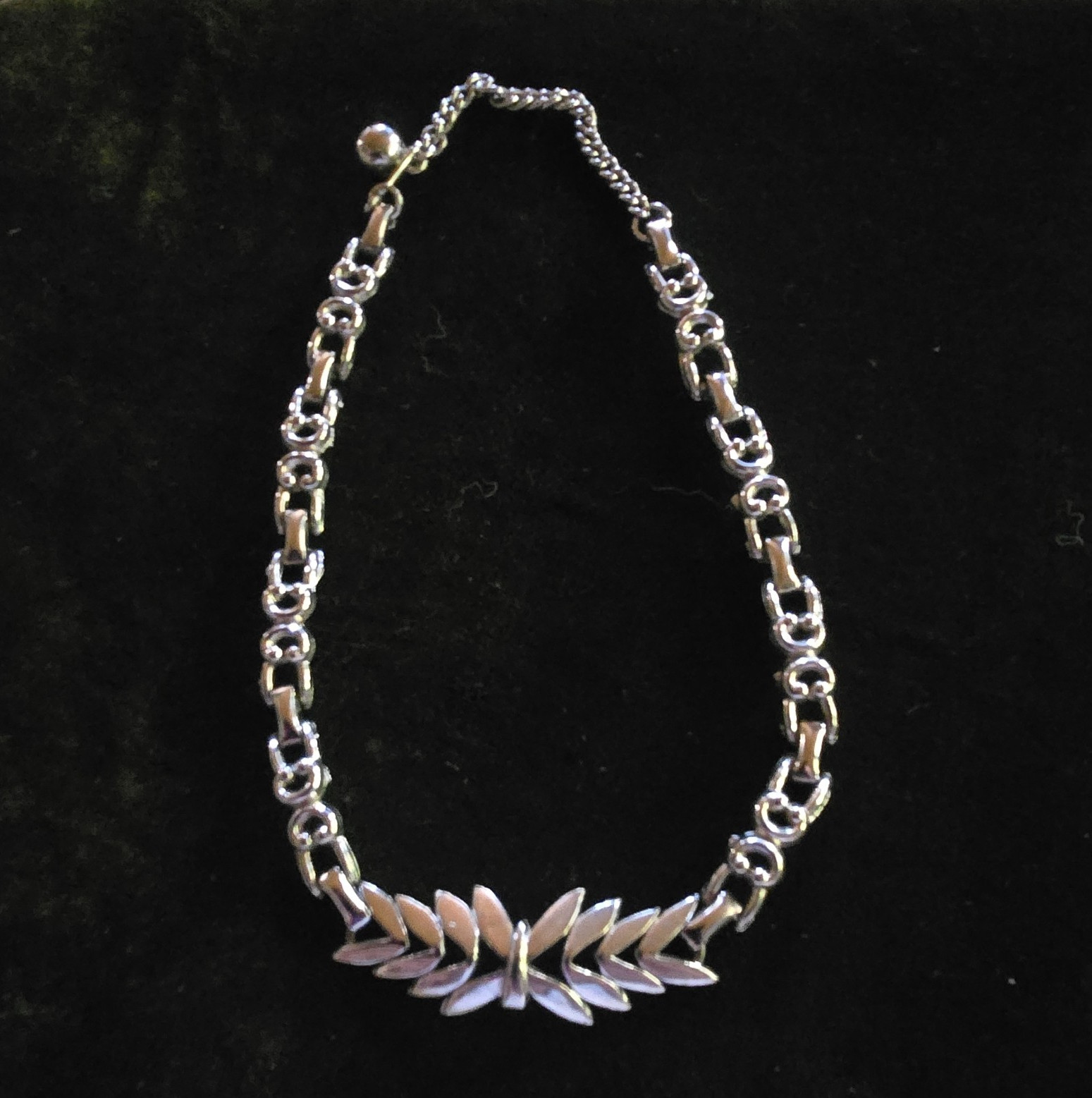 Silver Tone Bar Link Chain Choker/ Neclace 16 Adjustable Hook