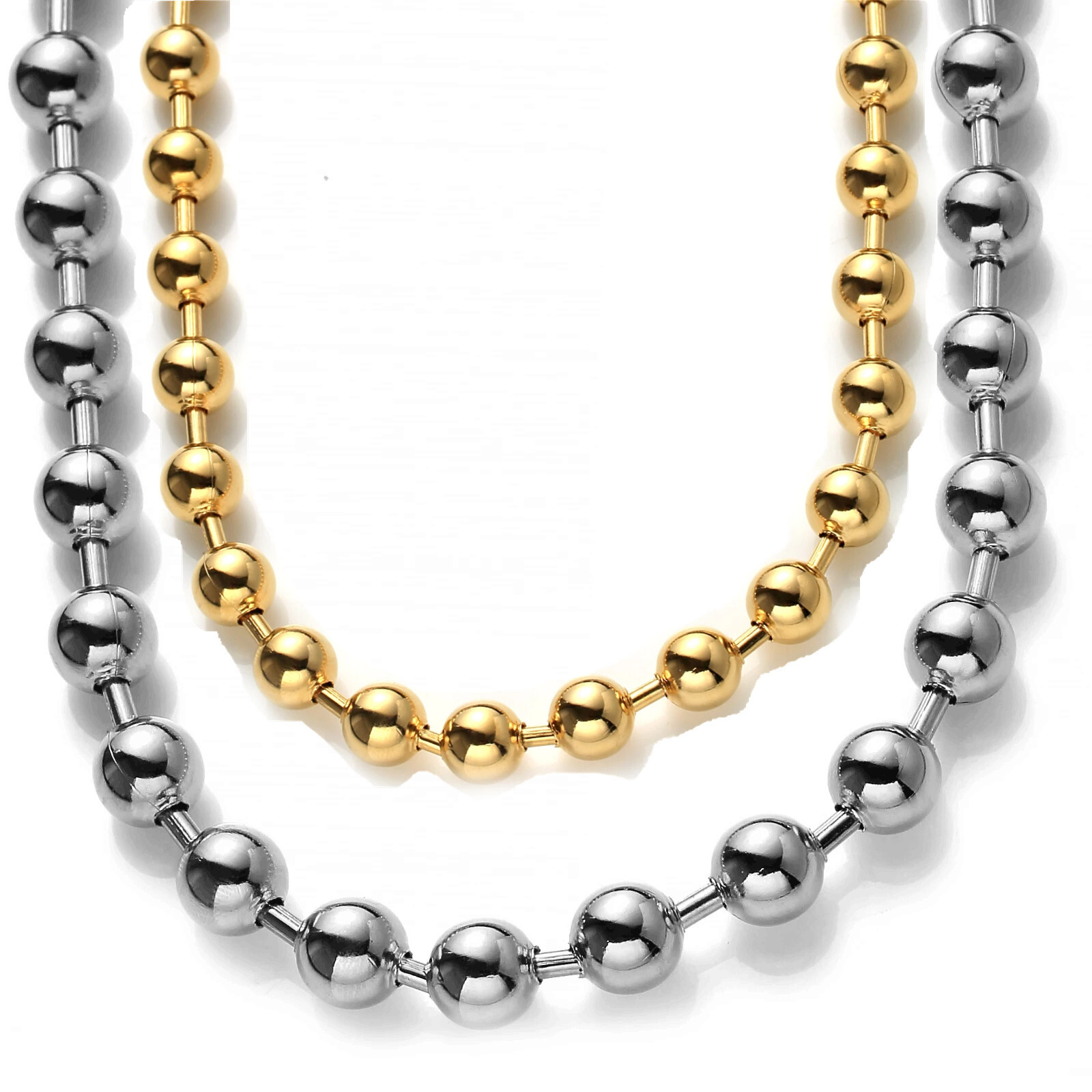 Women Men’s Silver/Gold Plated Ball Bead Chain Necklace or Bracelet 7-40inch