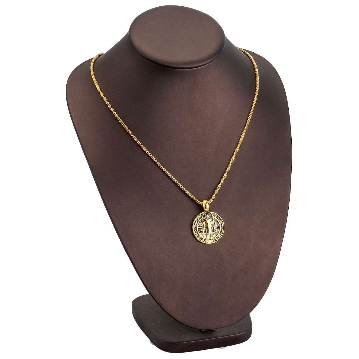 Saint St Benedict Medal Necklace Pendant Stainless Steel Crucifix Cross Exorcism
