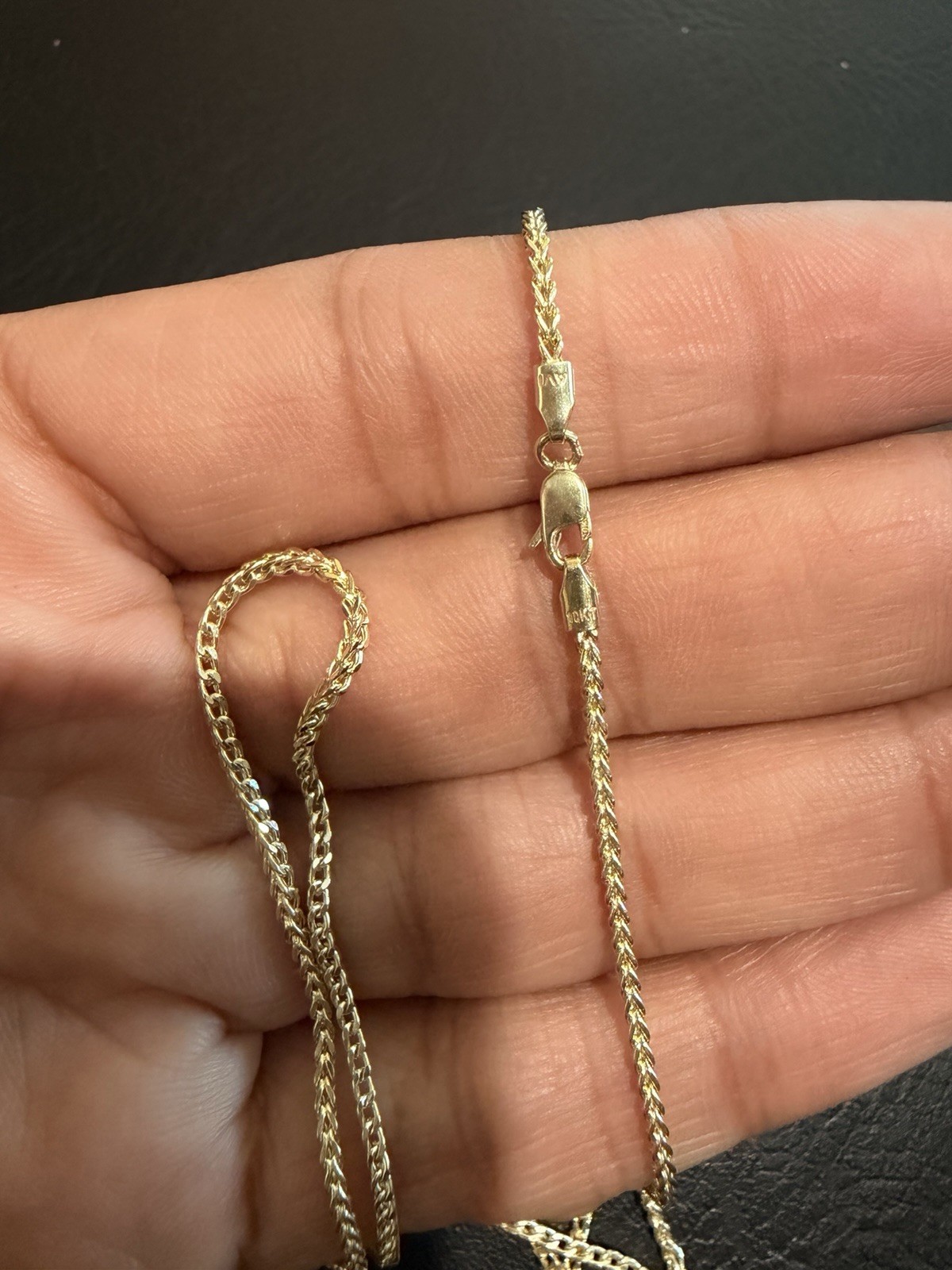 10k Yellow Gold Franco Chain Necklace, Lobster Clasp