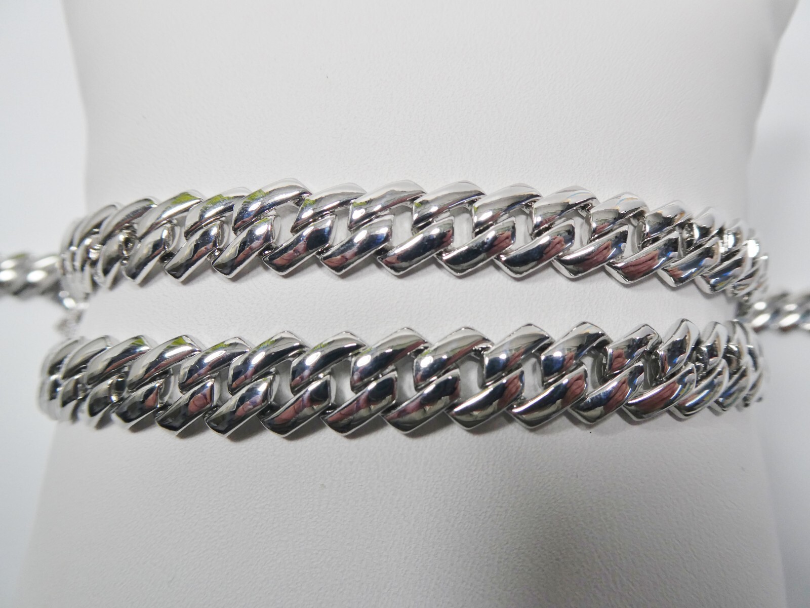 9MM 14K COLOR WHITE GOLD BRASS RHODIUM PLATED MONACO BRACELET/NECKLACE