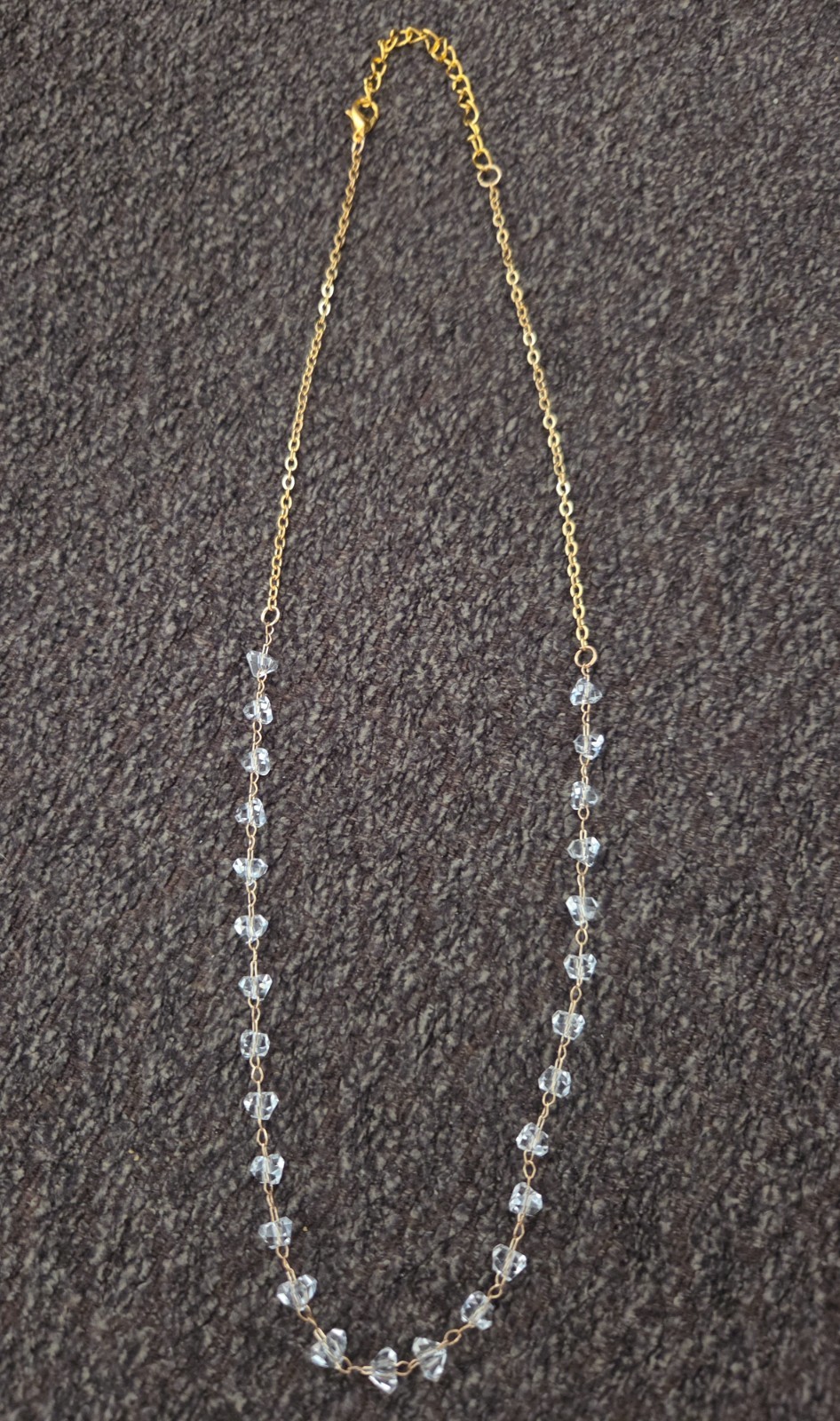 Gold Chain Clear Beaded Necklace