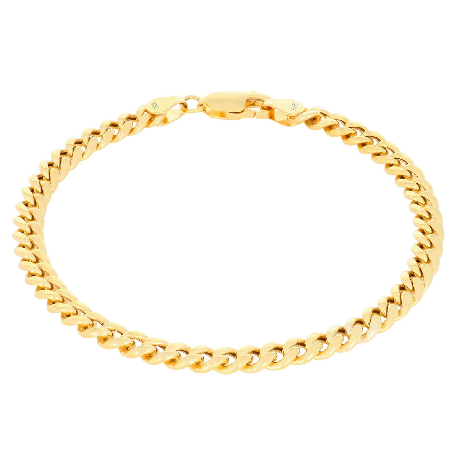 10K Yellow Gold 4.5mm Miami Cuban Lightweight Chain Bracelet Mens Womens 7″ -9″