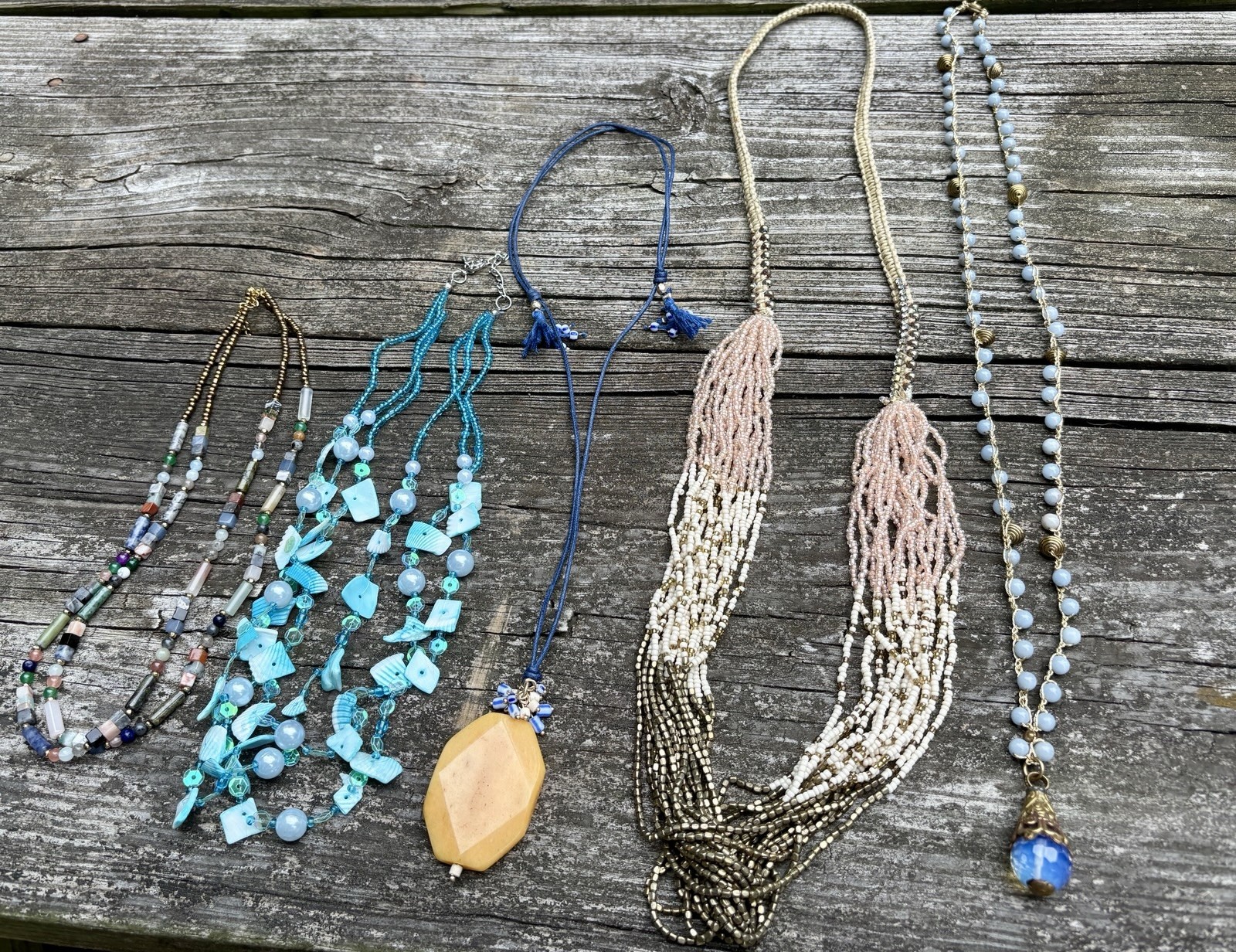 Lot of 5 Beaded Seed Bead Necklaces Lightweight Long Daily Wear