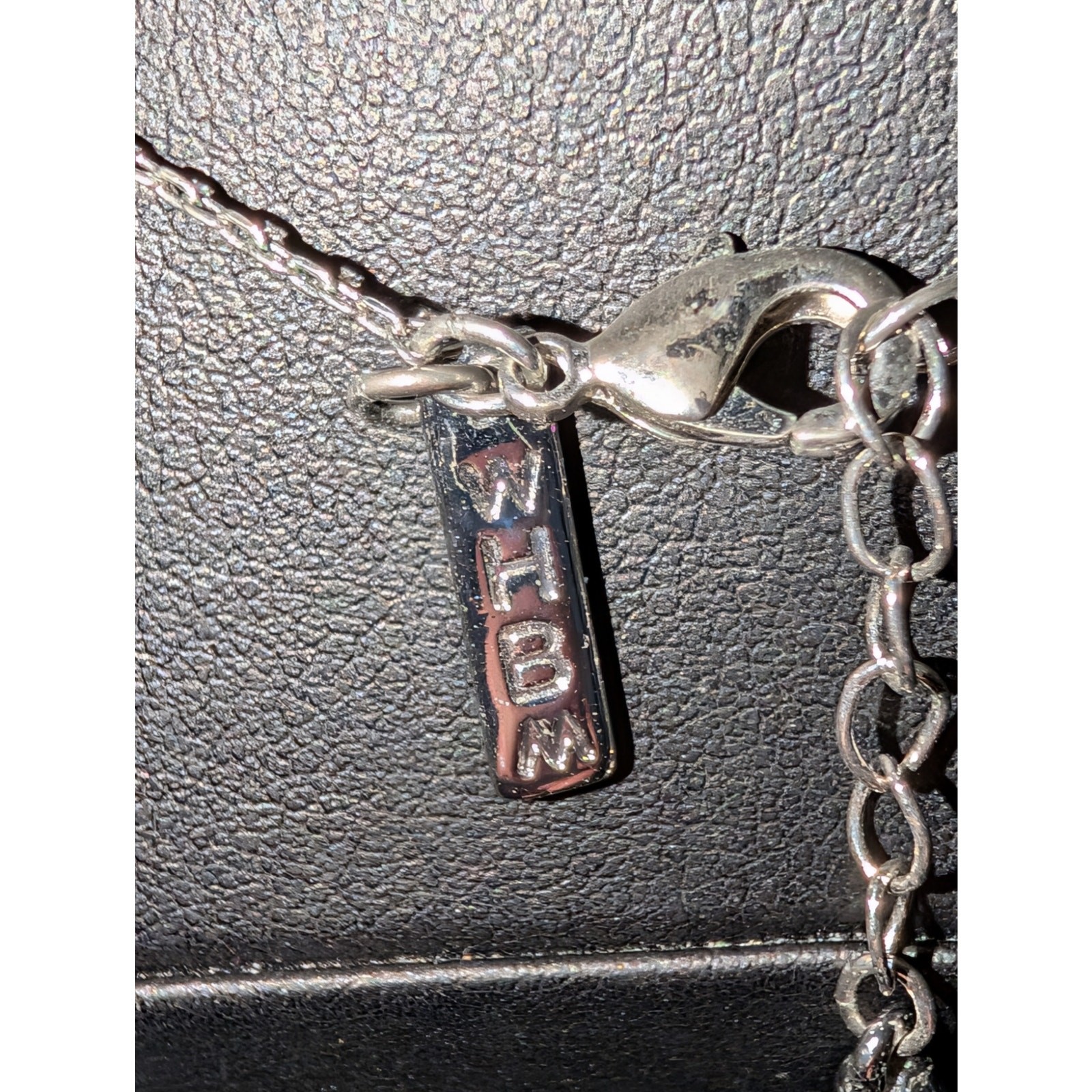 White House Black Market Signed Silver Tone Necklace With Bezel Set CZ Pendant