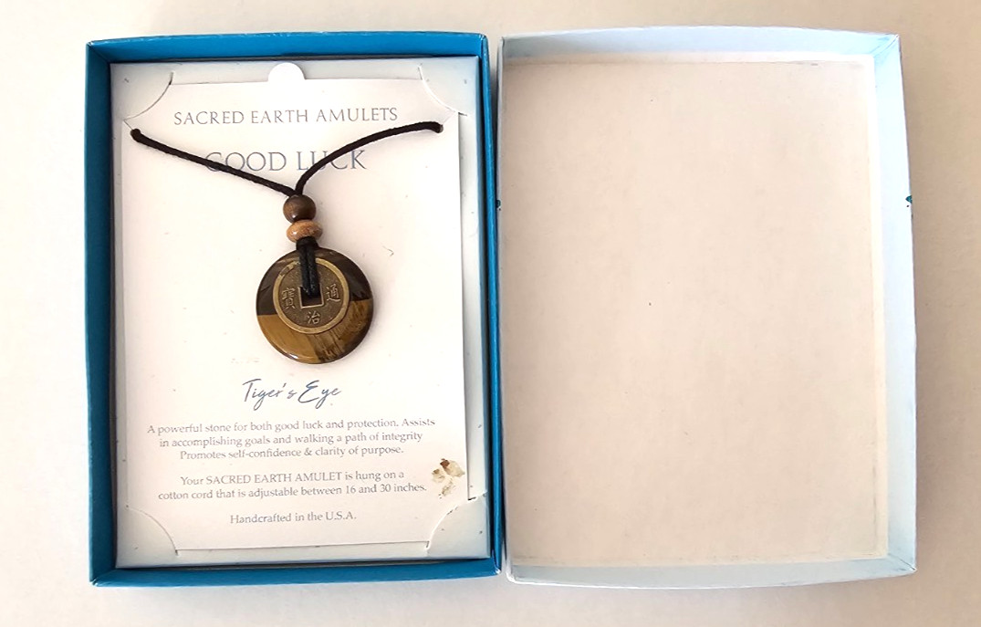 Stone Circle Studio Tiger’s Eye Good Luch Pendant, New