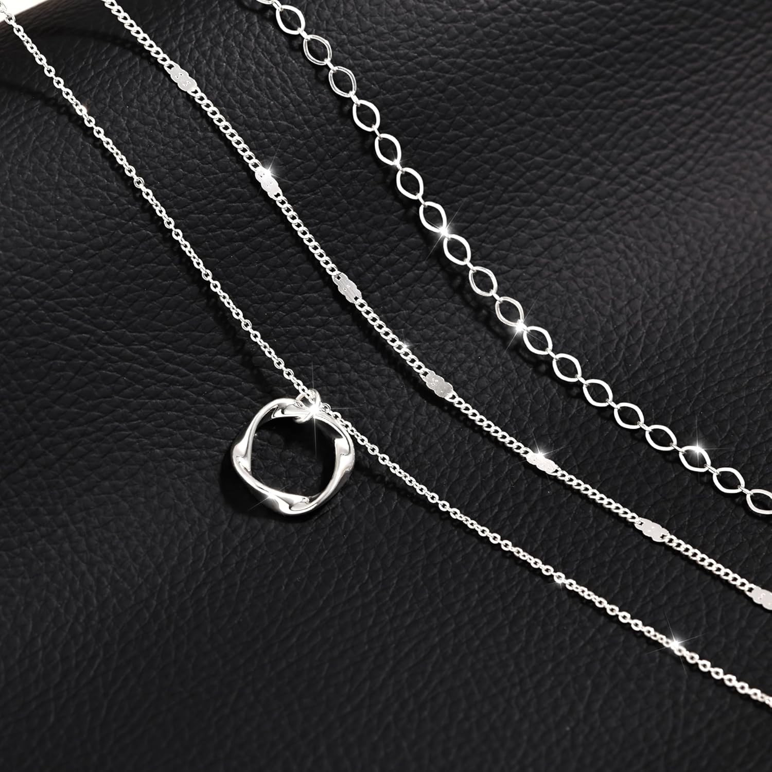 Silver Plated Layered Choker Necklaces for Women, Stackable Stacked Stacking Lay