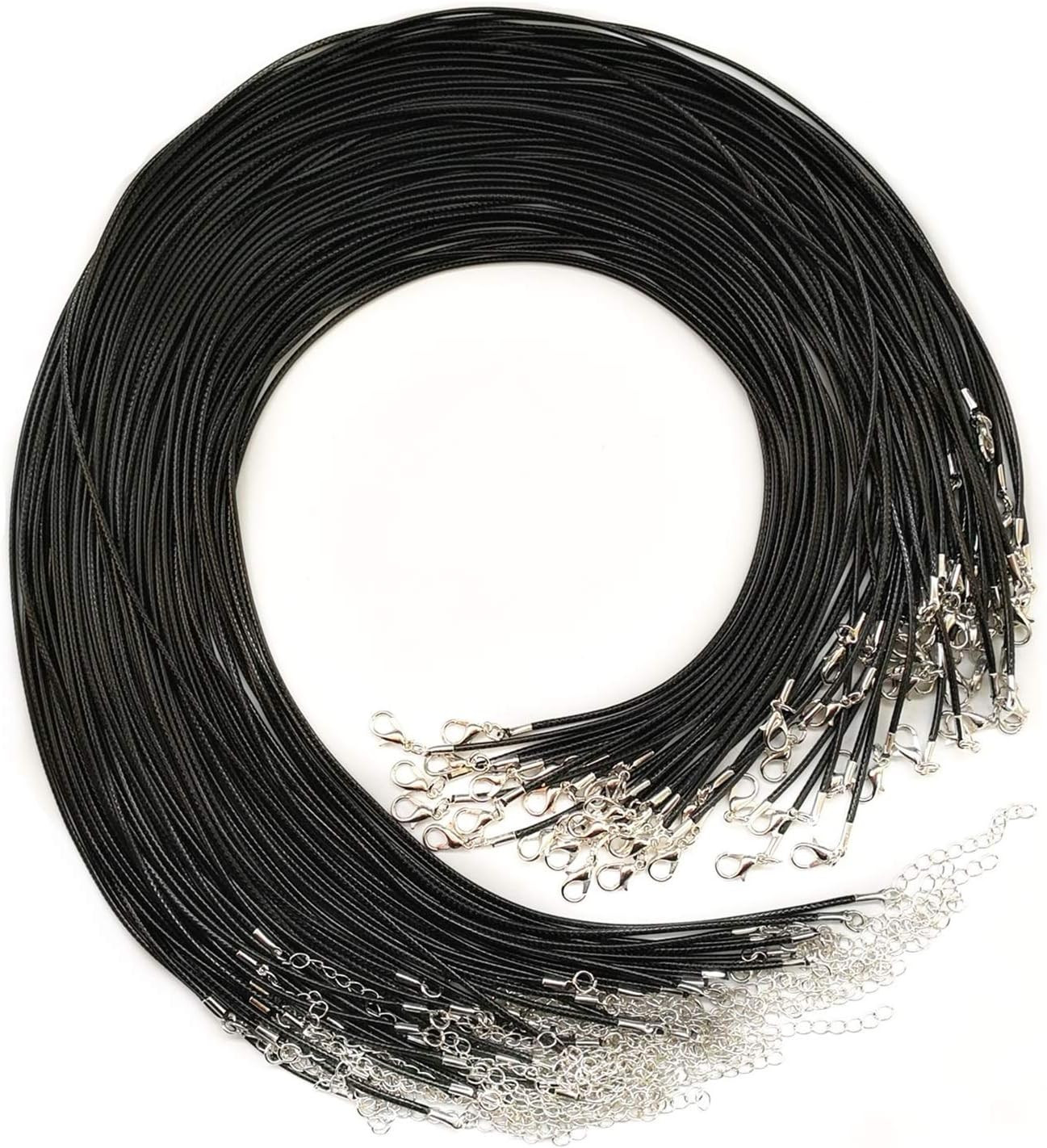 20pcs 22 Inches Black Waxed Necklace Cord with Clasp Bulk for Bracelet Necklace