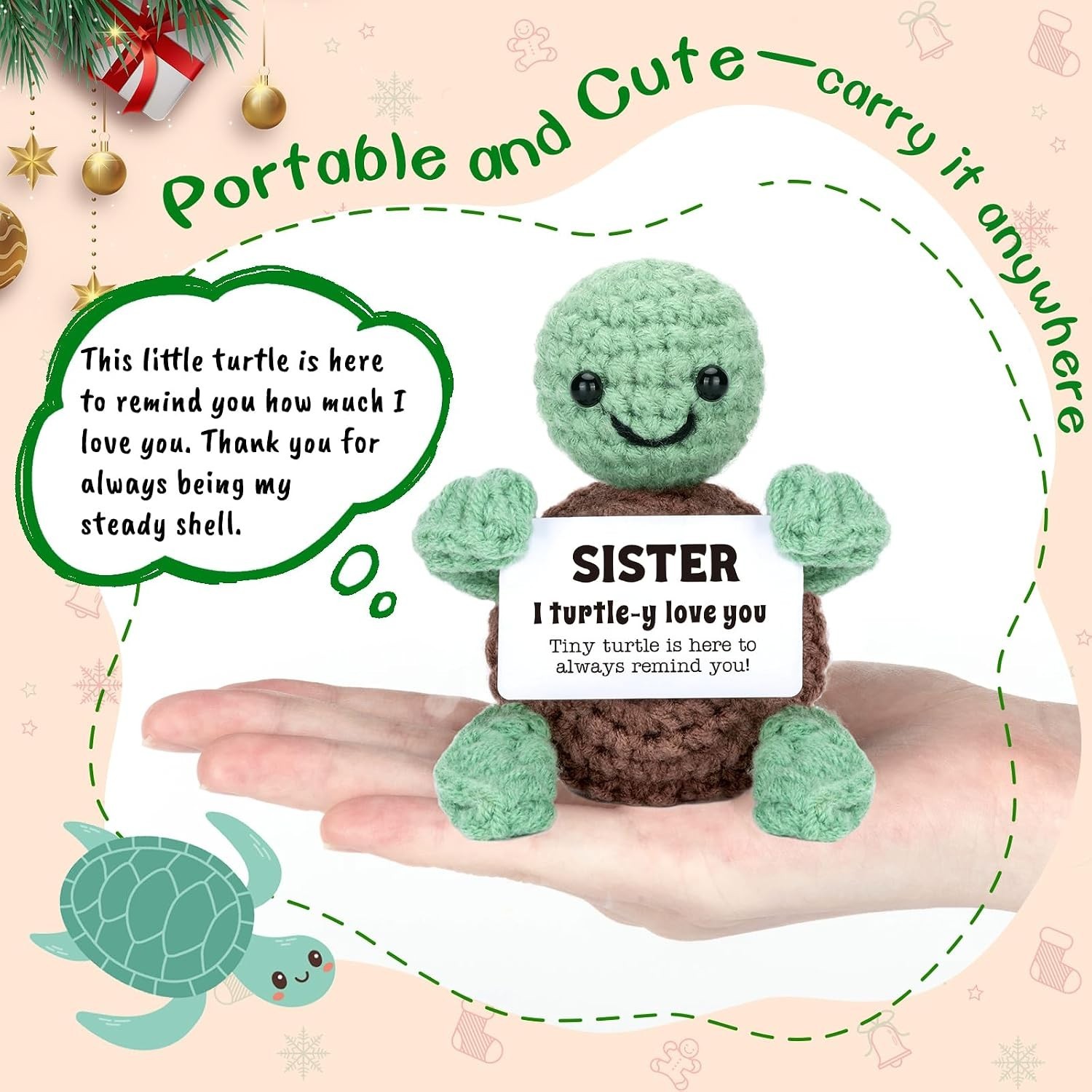 Cute Emotional Mini Turtle – Heartwarming Gift for Sisters & Special Occasions