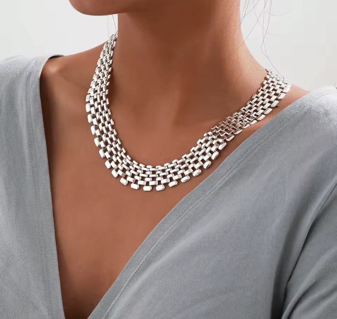 Silver Plated Chain Necklace Chocker High Quality