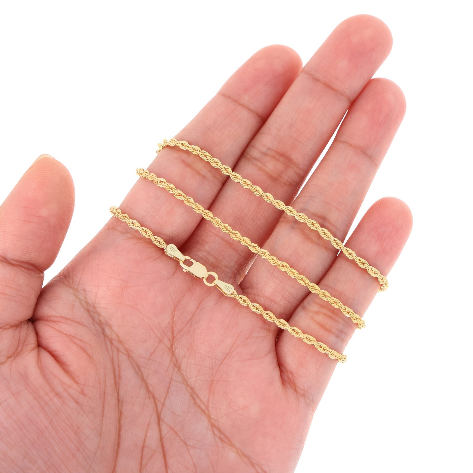 10K Yellow Gold 2mm-7mm D/C Rope Chain Bracelet Men Women 7″ 7.5″ 8″ 8.5″ 9″