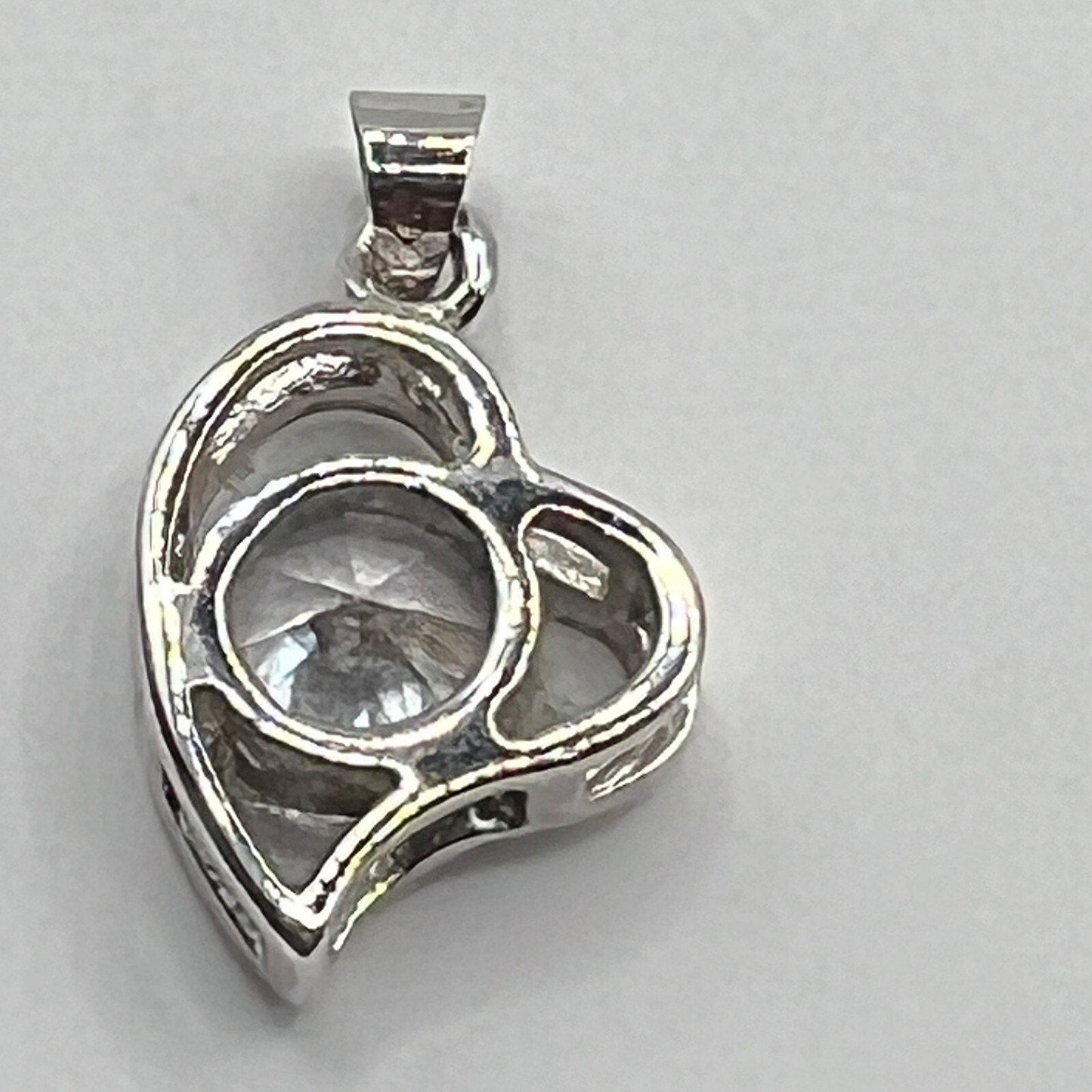 Crystal Heart Pendant Gold Filled Floating Heart Large Center Stone