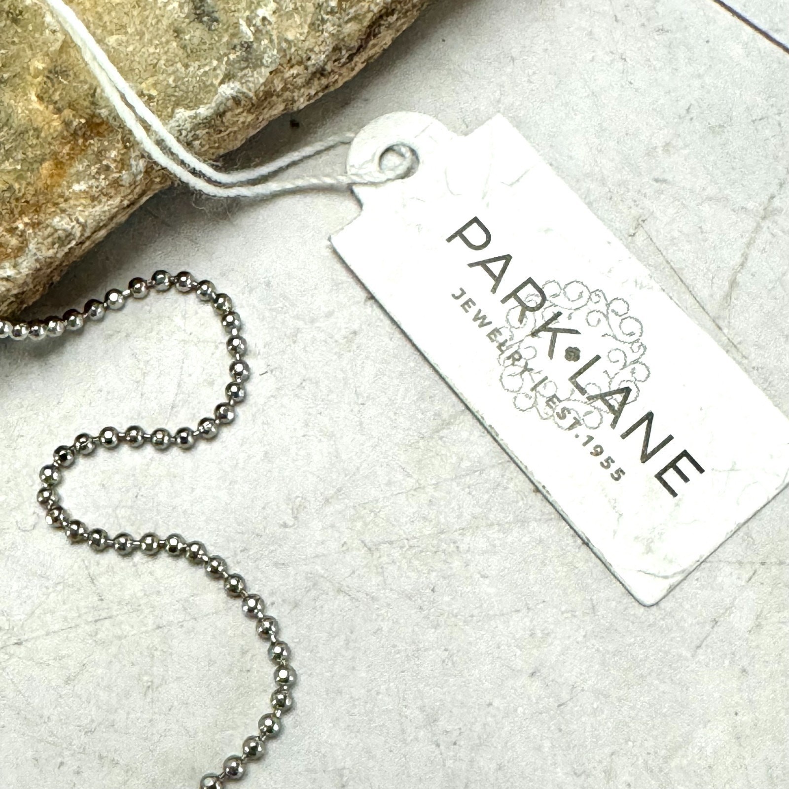 NWT Park Lane Craze Necklace Silver Tone CZ Pave Barrel Pendant Ball Chain 15″