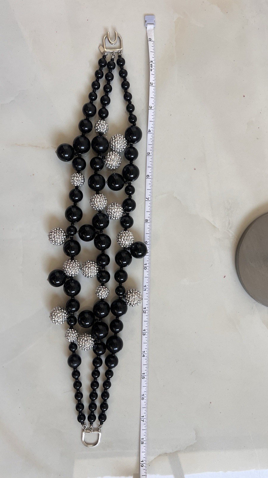 kenneth jay lane necklace black bead crystal ball statement bib signed
