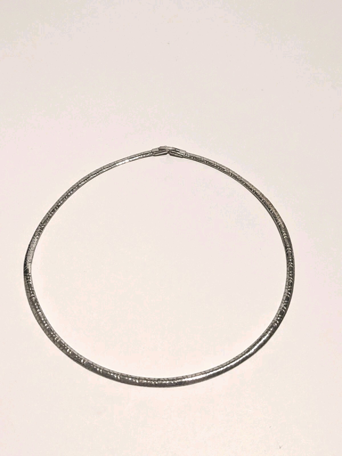 Silver Tone Omega Chain Necklace. Etched. Stackable. Minimalist. 14 Inches.