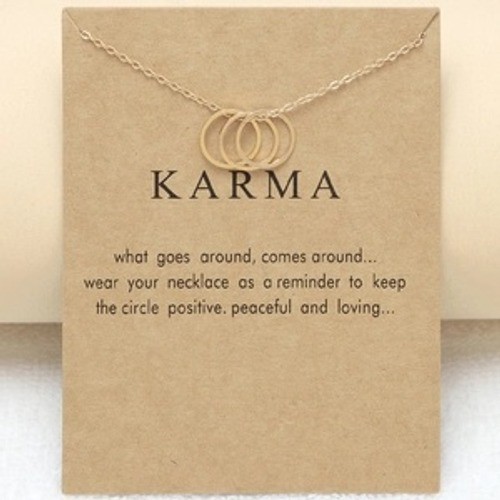 Karma Triple Interlocking Circle Necklace Gold Tone Dainty Link Chain 45cm+5cm