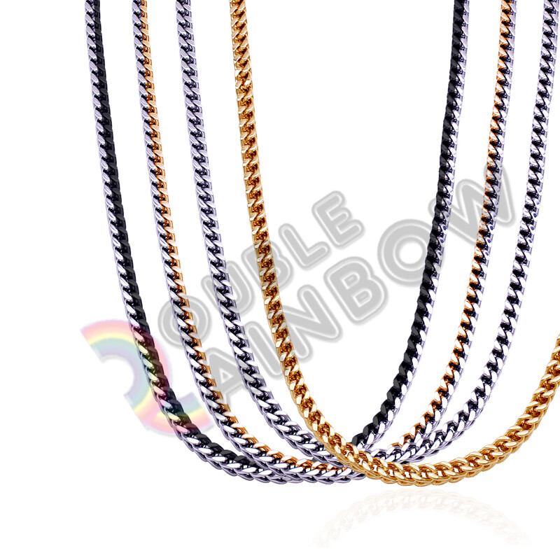Men Stainless Steel Necklace Franco Gold/Silver/Black Plated Chain#C15