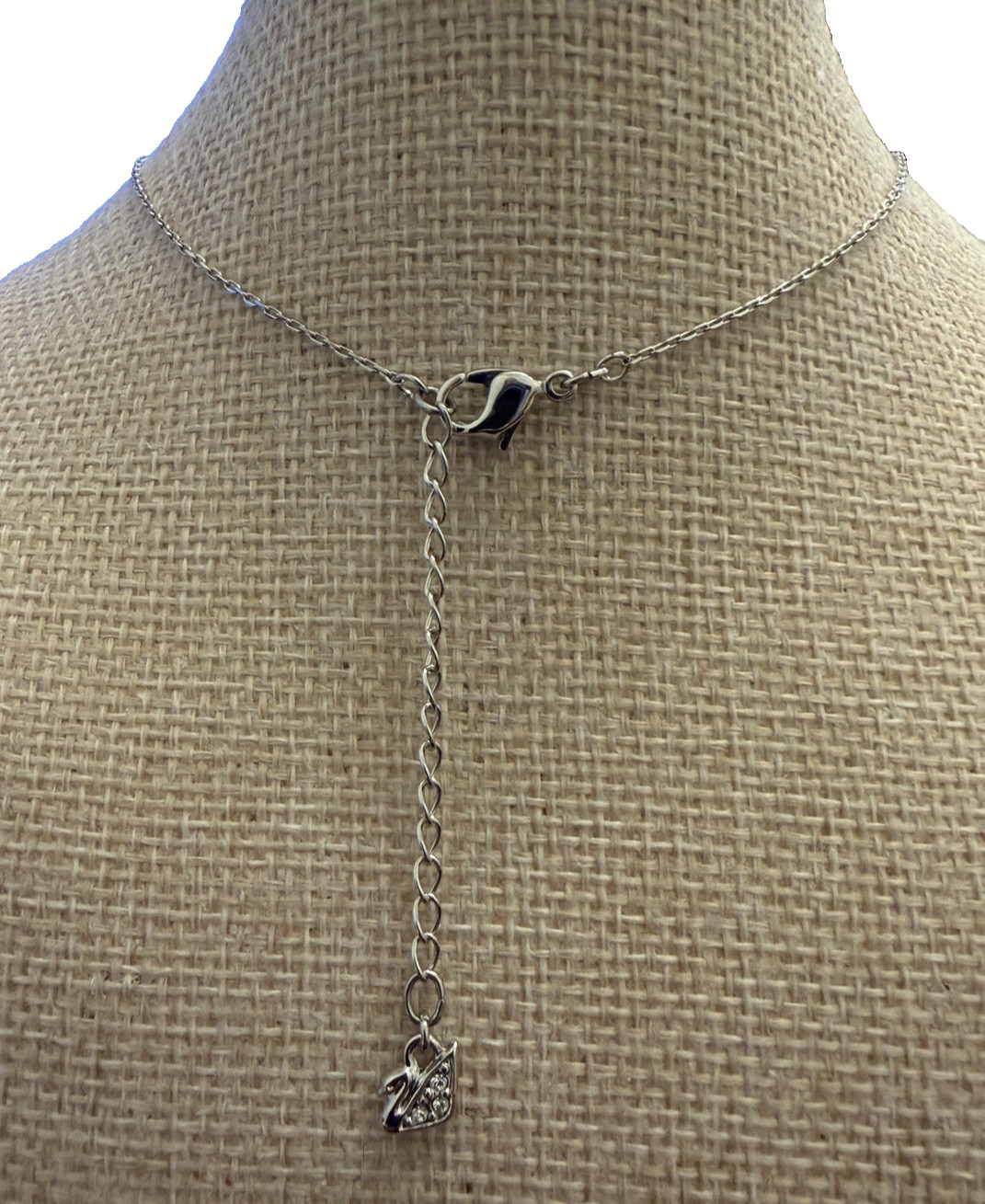 Authentic Swarovski Glow Rhodium-Plated Blue Crystal Pavé Pendant Necklace