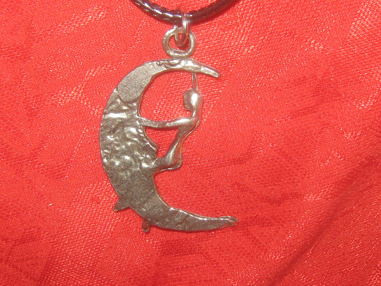 Unusual 35mm Zinc Pewter Sexy Lady Riding The Moon Charm Pendant Necklace