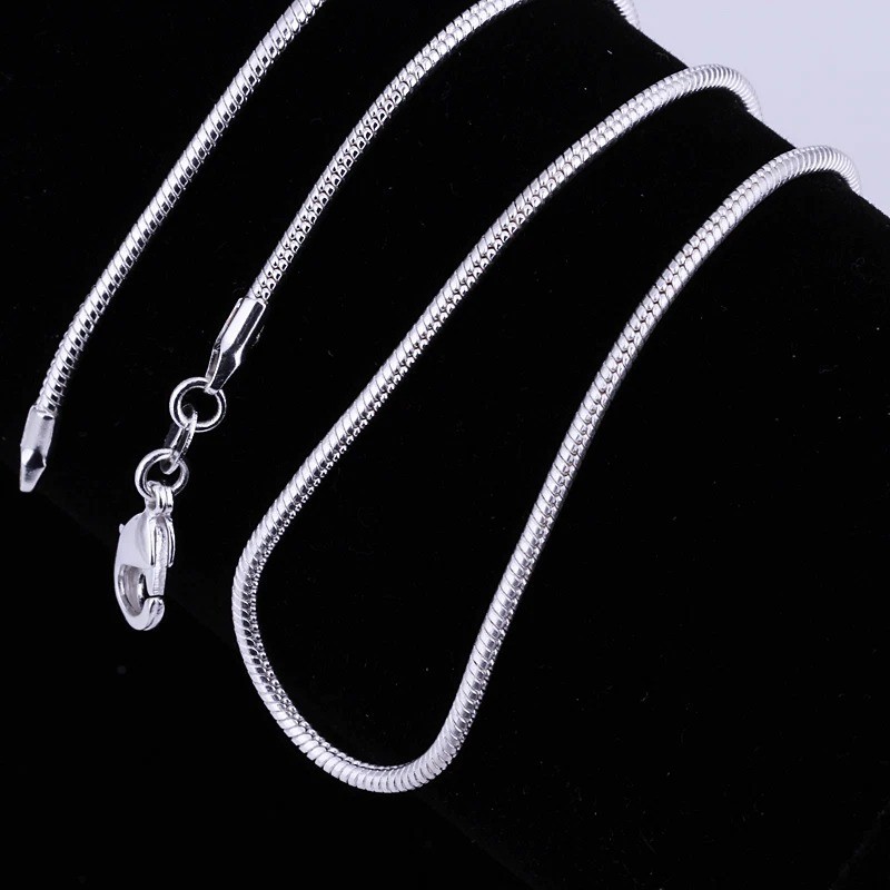 Wholesale 10pcs 925 Sterling Silver Plated 2mm Snake Chain Necklace 16″-24″