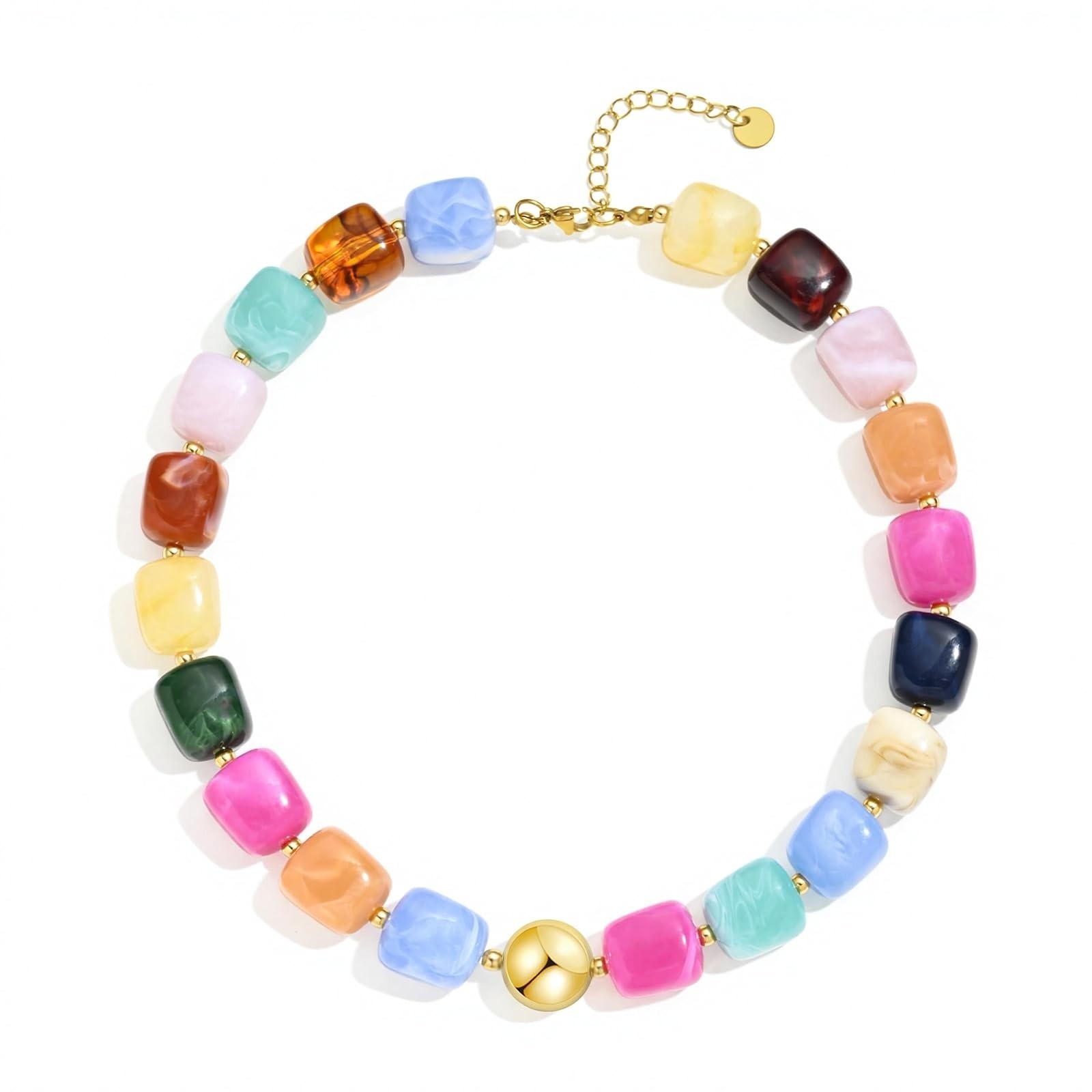 Chunky Beaded Statement Necklace for Women Colorful Boho Choker