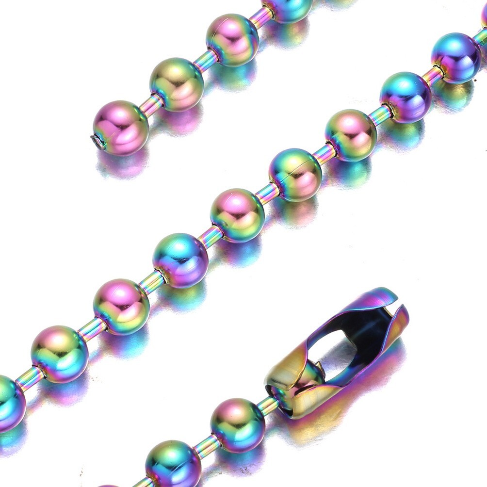 6/8/10/12mm Multicolor Stainless Steel Ball Beads Chain Necklace 16inch-40inch