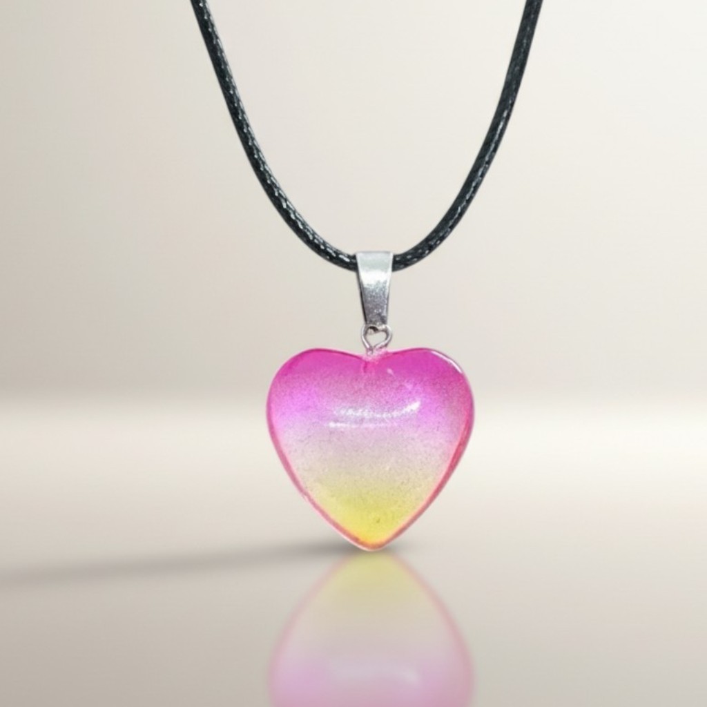 Multi Colored Crystal Heart Shaped Pendant Necklace Jewelry Collectible Gift