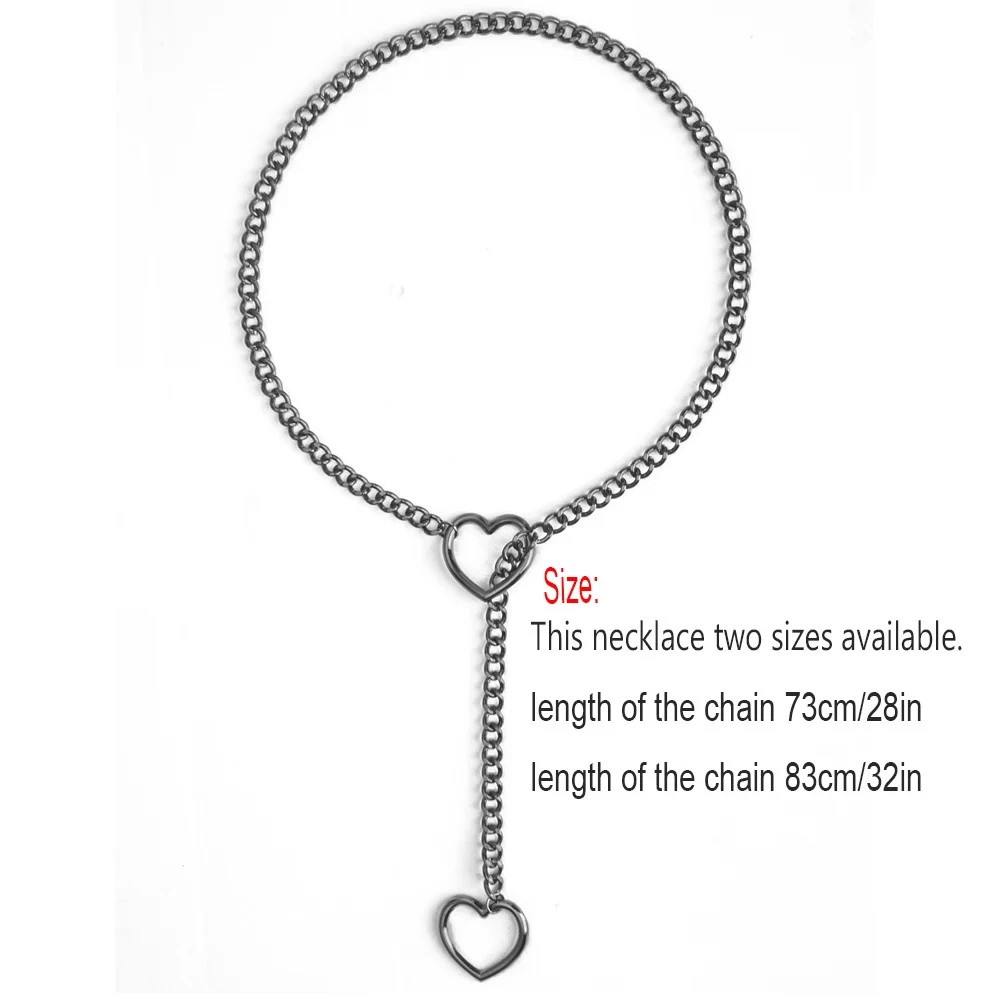 Heart Slip Chain Necklace For Women Punk Rock Love Chain Choker Necklace