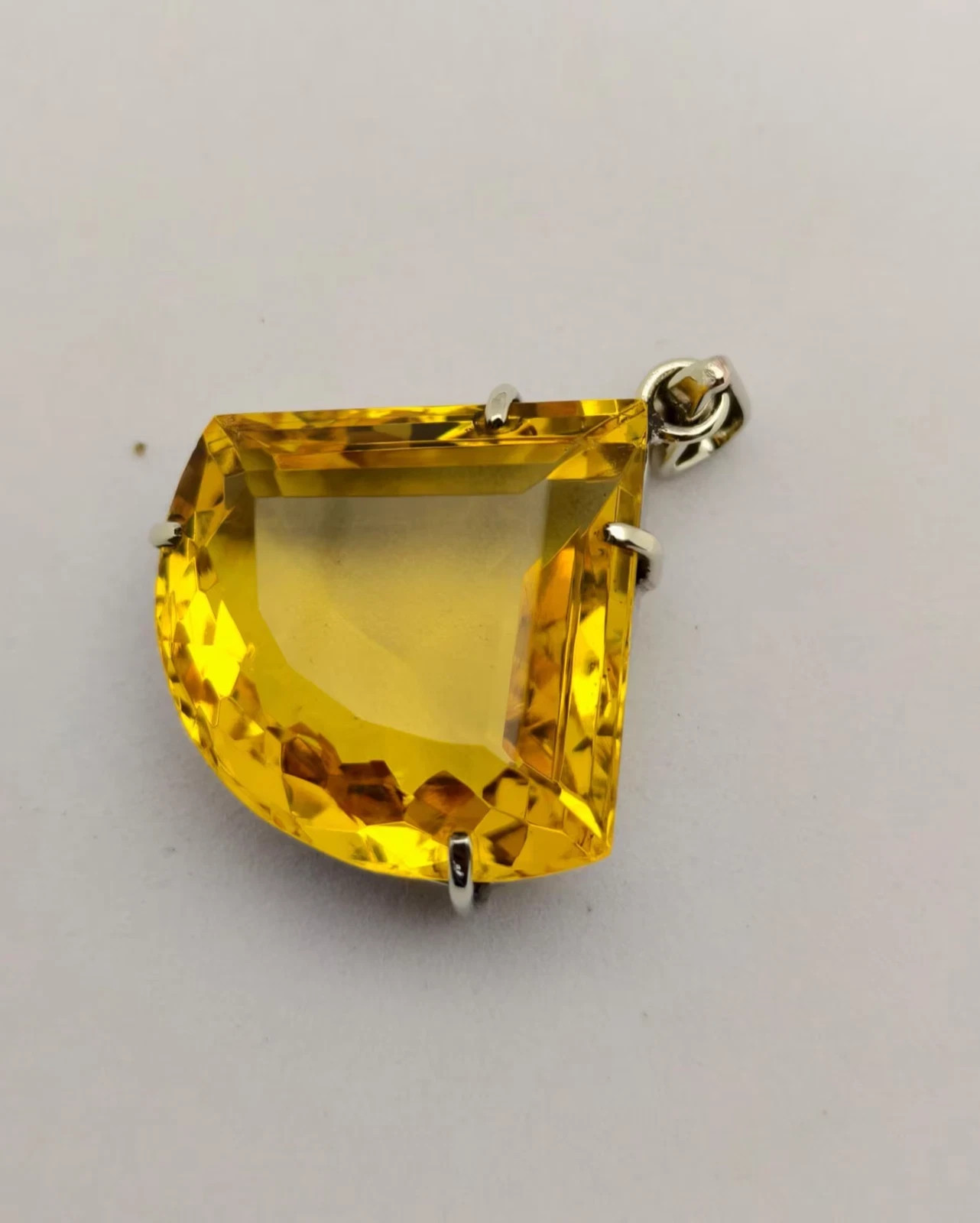 40 Ct Golden Yellow Topaz Fancy Cut Pendant Handmade Silver Necklace with Chain