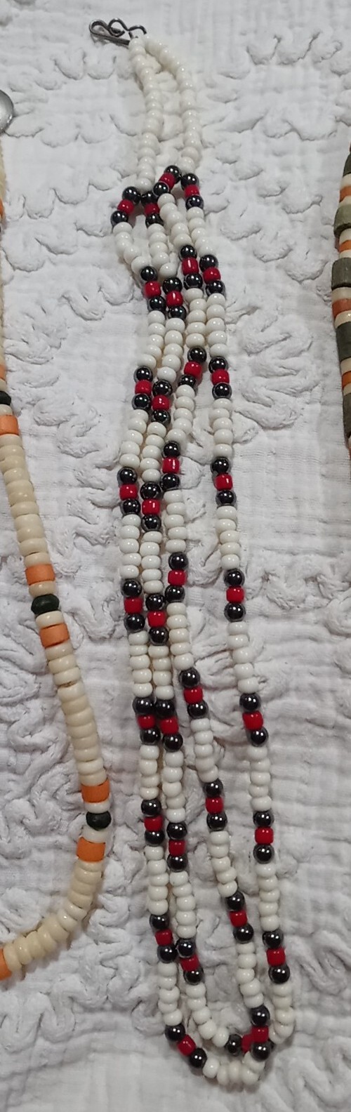 Lot of 4 Bohemian Necklaces Mixed Materials Wood Beads Clay Other 8″ to 10″