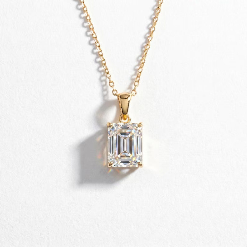 4Ct Radiant Cut Simulated Diamond Pendant 925 Sterling Silver White Gold Plated