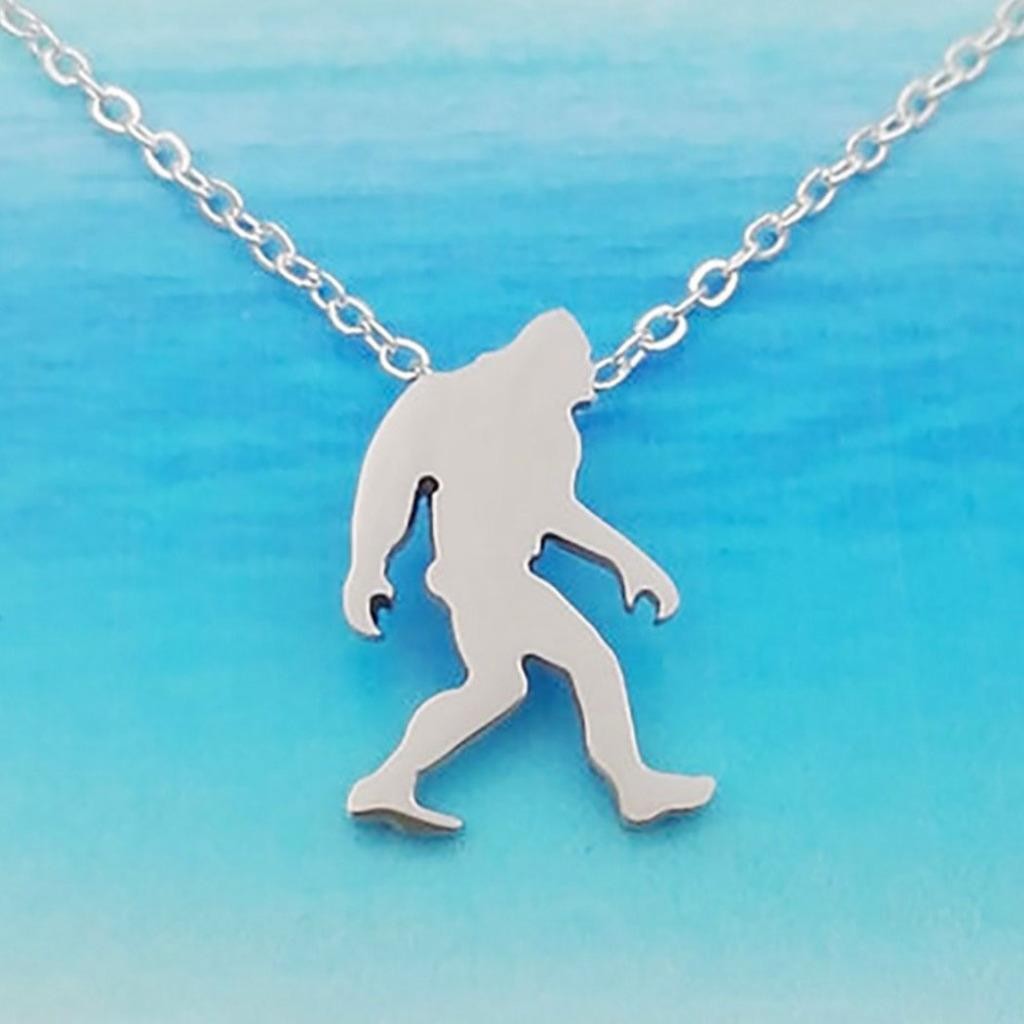 BIGFOOT NECKLACE Small 0.7″ Pendant 15″ Chain Sasquatch Camping Wilderness NEW