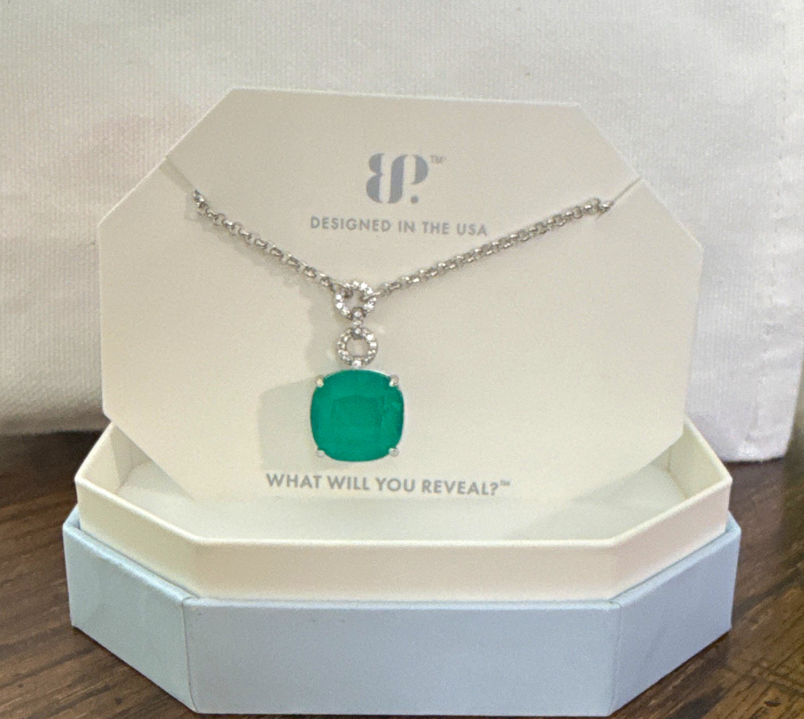 Bomb Party (NK57014) – Lab-Created Emerald Quartz Rhodium Plated 18″+2.5″