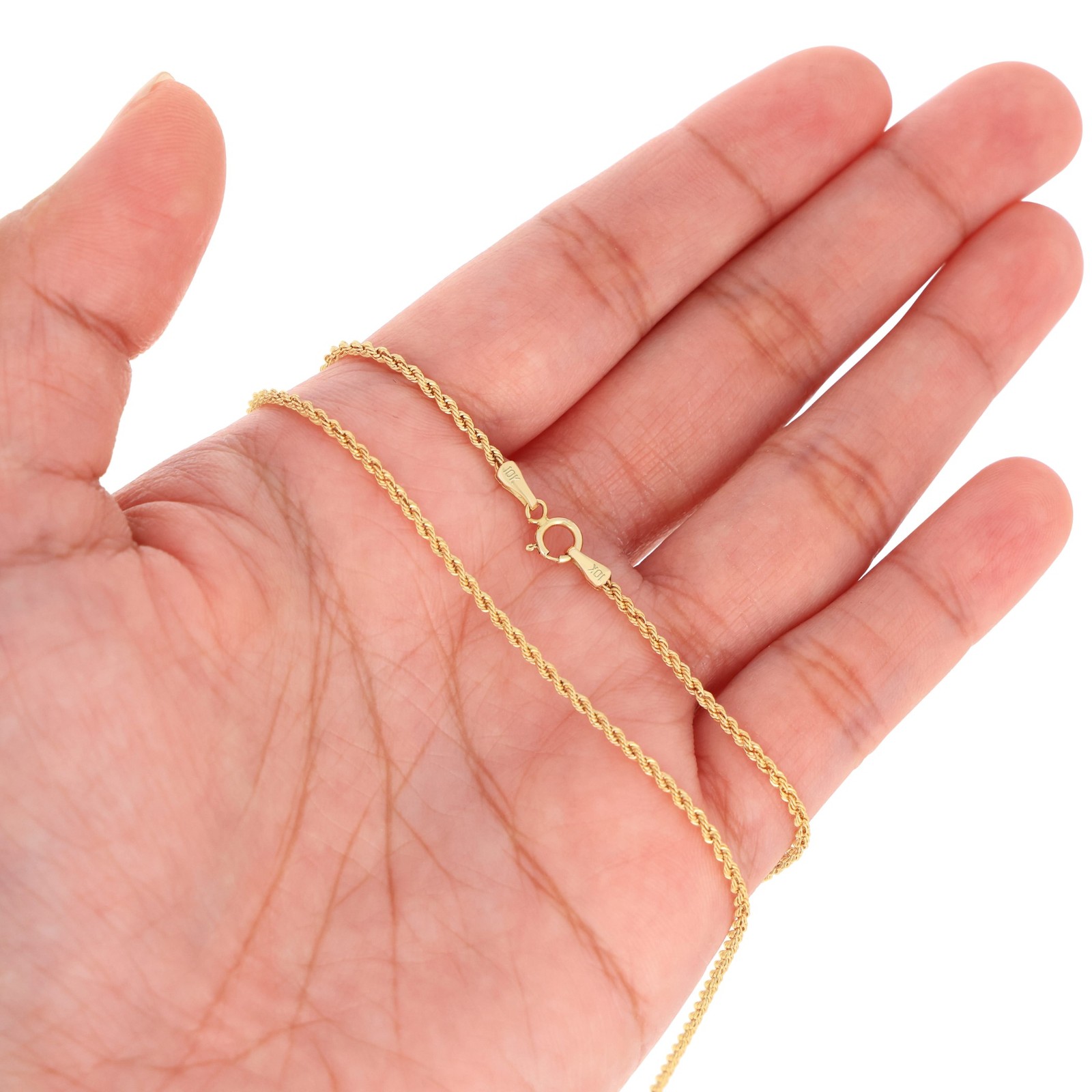 10K Yellow Gold 1.5mm-10mm Necklace Diamond Cut Rope Chain 16″- 30″Mens Women