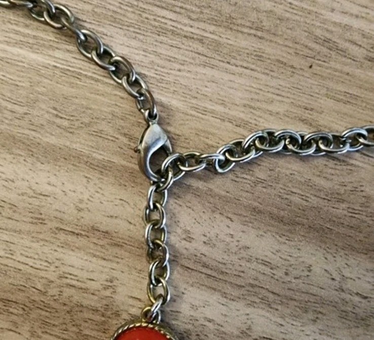 Red/orange STATEMENT Necklace Adjustable Glass Silver Tone Collar Bib Vintage