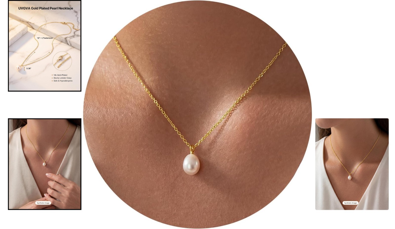 Minimalist 18K Gold Pearl Pendant Necklace for Women – Perfect Gift & Daily Wear