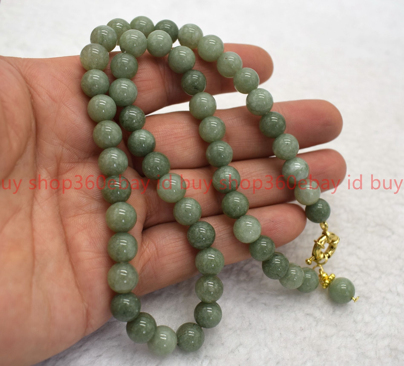 Charming Natural 8mm A green Jade Gemstone Round Beads Pendant Necklace 16-24in