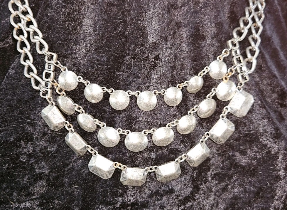 Premier Designs Crystal Multi-Strand Silver Necklace & Earrings Set
